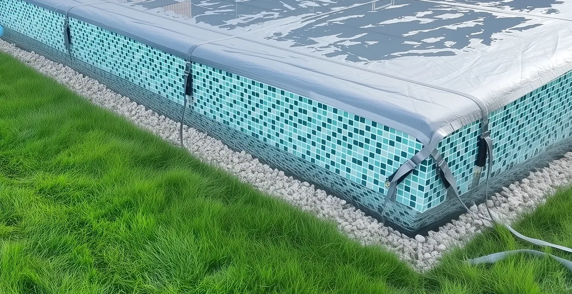 Покрывало для бассейна под снегом — защита зимой в Щелково